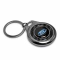 Ipick Image For Ford Logo Real Black Carbon Fiber Gunmetal Roundel Metal Case Key Chain
