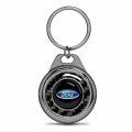 Ipick Image For Ford Logo Real Black Carbon Fiber Gunmetal Roundel Metal Case Key Chain