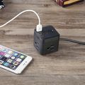 Jsver Compact Cube Smart Power Strip with 3 Usb Charging Station Outlet and 4 92ft Cable Black 