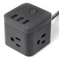 Jsver Compact Cube Smart Power Strip with 3 Usb Charging Station Outlet and 4 92ft Cable Black