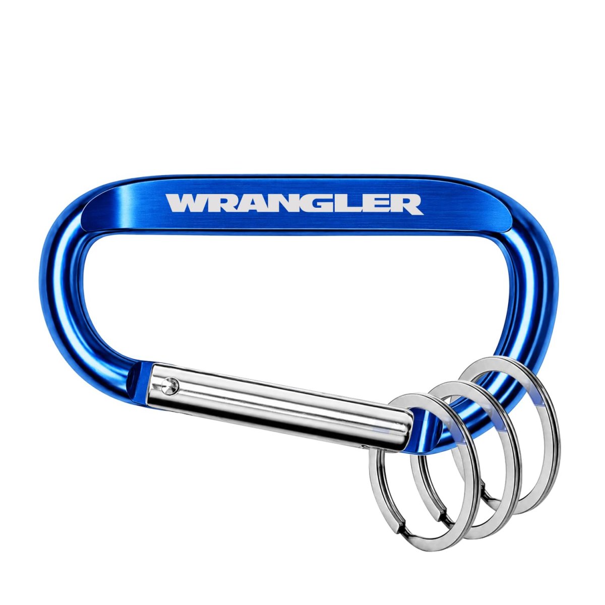 Officially Licensed Jeep Wrangler Laser Etched Blue Metal Carabiner Keychain With Split Key Rings 3 In X 1 5