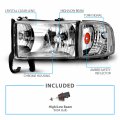 Amerilite 1994-2001 Chrome Replacement Headlights Assembly W Corner Light Set For Dodge Ram Truck 1500 2500 3500 Passenger And