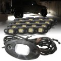 16 Pods 6000k White Rock Lights With 5m Extension Wires Ip67 Waterproof Metal Base Led Lighting For Trucks Suv Atv Utv Boats 
