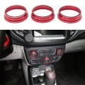 Air Conditioner 4wd Wheel Drive Switch Knob Ring Cover Trim For Jeep Compass 2017-2020 Automatic Cars 4pcs Set Red Aluminum