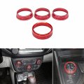Air Conditioner 4wd Wheel Drive Switch Knob Ring Cover Trim For Jeep Compass 2017-2020 Automatic Cars 4pcs Set Red Aluminum