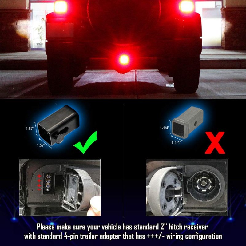 Trailer Hitch Lights Led Brake Tail Light 15 Leds Red Lens Cover For 2 In Receiver Truck Suv Ly039-1 With 4 Way Flat Pin