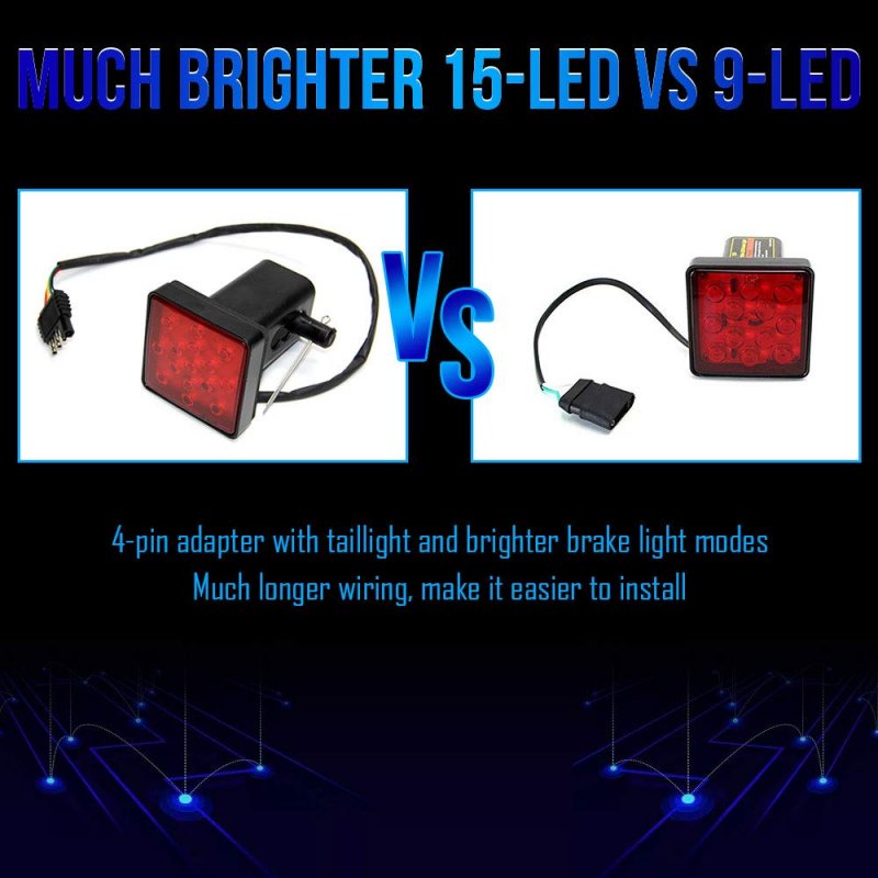 Trailer Hitch Lights Led Brake Tail Light 15 Leds Red Lens Cover For 2 In Receiver Truck Suv Ly039-1 With 4 Way Flat Pin
