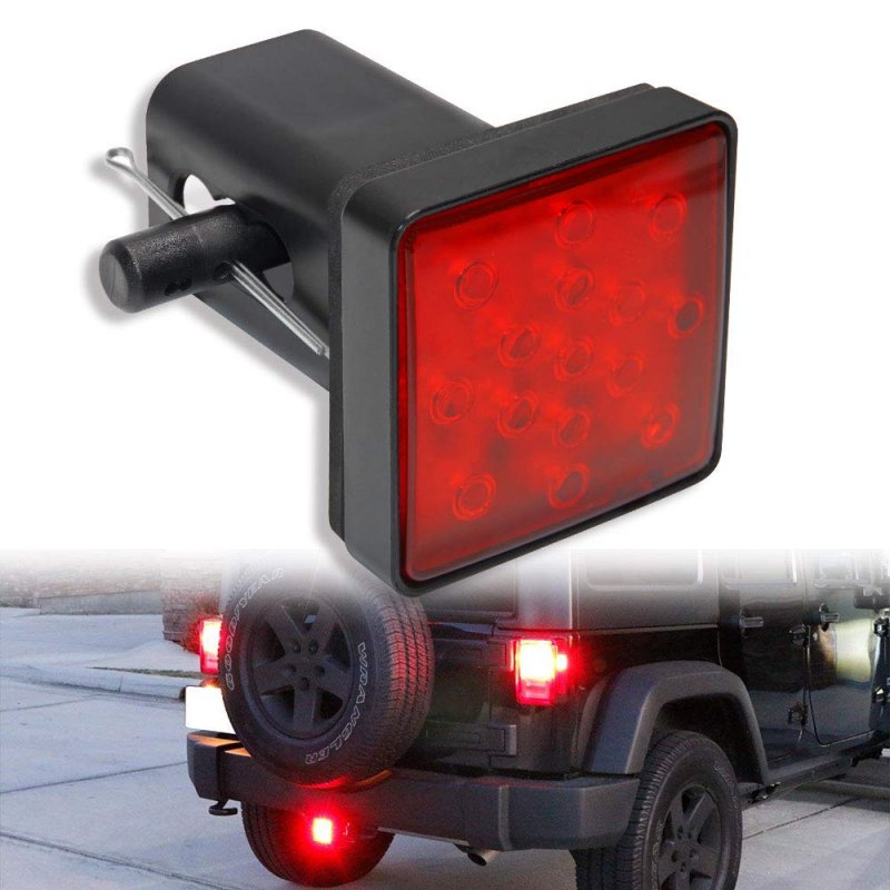 Trailer Hitch Lights Led Brake Tail Light 15 Leds Red Lens Cover For 2 In Receiver Truck Suv Ly039-1 With 4 Way Flat Pin