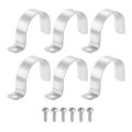 6pcs 50mm 2 One Hole Rigid Pipe Strap 304 Stainless Steel Conduit Clamp Thicken U Bracket Heavy Duty With Self-tapping Screws 