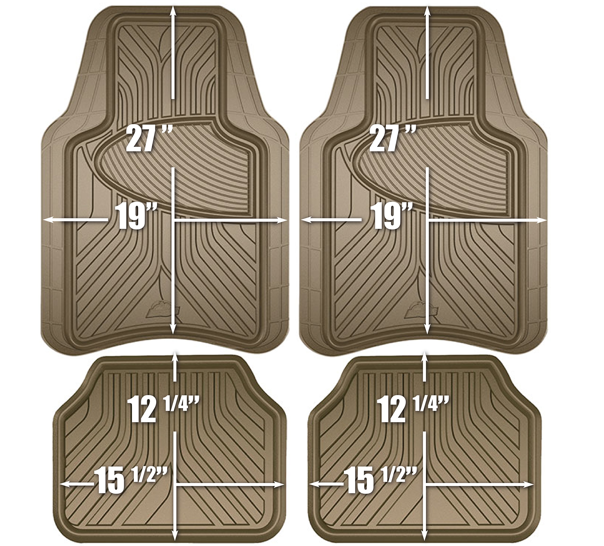 Armor All 78848 Tan Rubber Interior Floor Mat 4 Piece