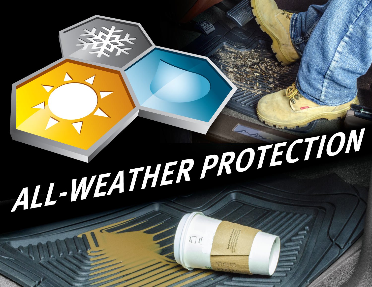 Armor All 78848 Tan Rubber Interior Floor Mat 4 Piece