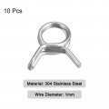 Uxcell Double Wire Spring Hose Clamp 10pcs 304 Stainless Steel 6mm Inner Dia Fit 6 7mm-7 3mm Od Fuel Line Silicone Tube Clips