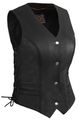 True Element Womens Braided Motorcycle Leather Vest With Side Laces Black Size S