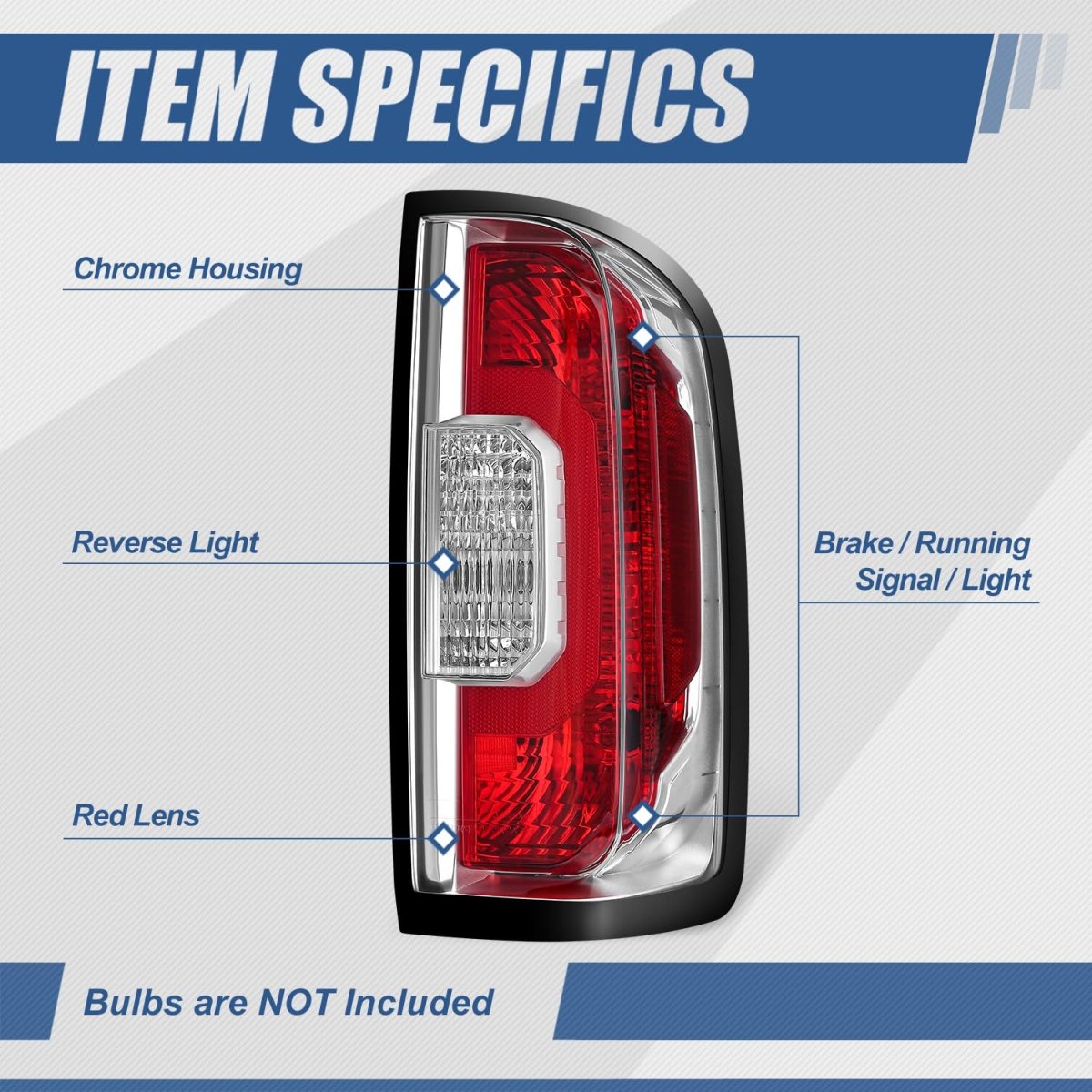 Auto Dynasty Tail Lights Assembly Rear Lamps For 2015-2022 Gmc Canyon Passenger Right Side Chrome Housing Red Clear Lens