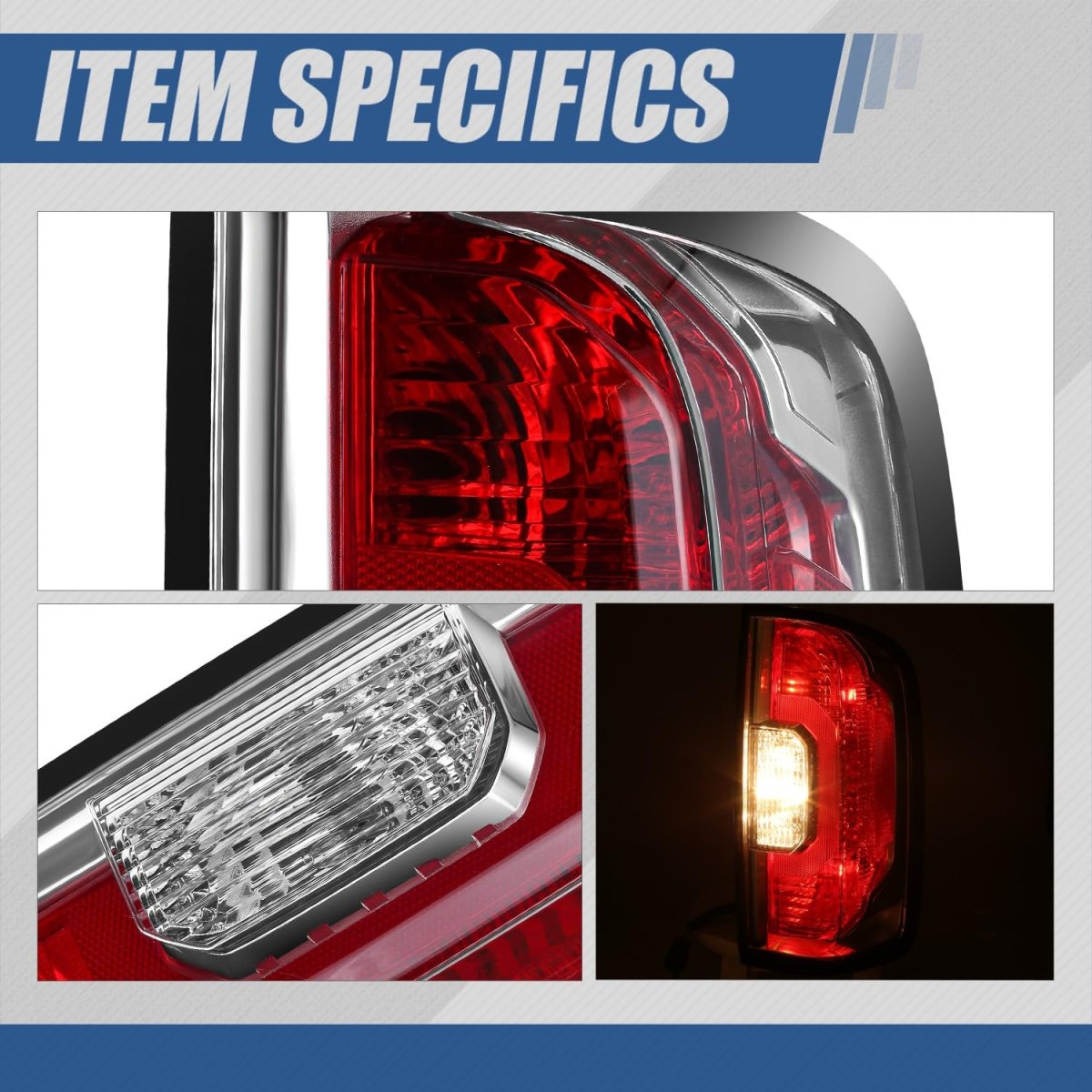 Auto Dynasty Tail Lights Assembly Rear Lamps For 2015-2022 Gmc Canyon Passenger Right Side Chrome Housing Red Clear Lens