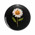 Jack O Lantern Halloween Pumpkin Daisy Flower Keychain Double Sided 3d Resin Stainless Steel Key Ring 1 25 In Round Design For 