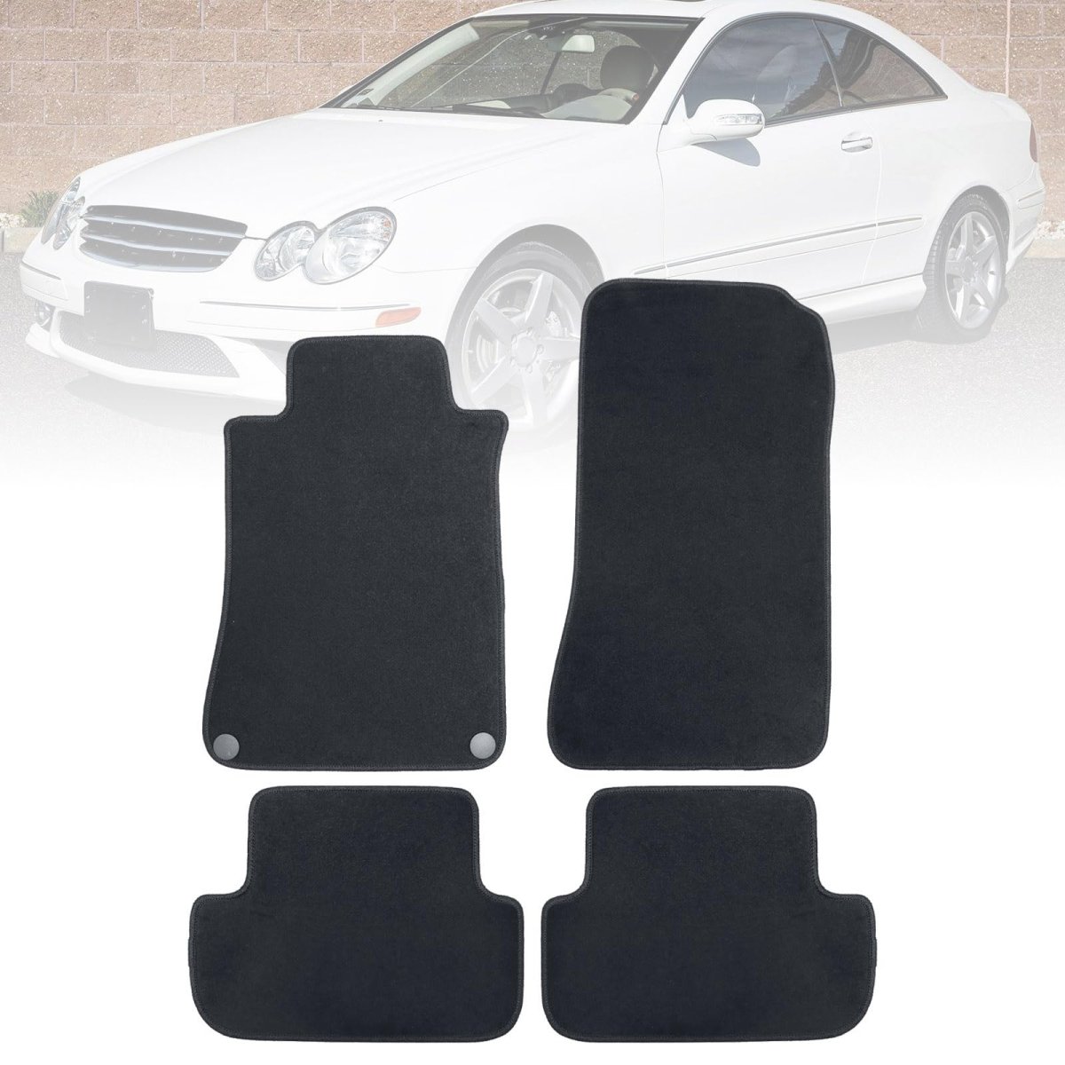Floor Mats For Mercedes Benz W209 Clk Class 2003 2009 4 Piece Set Black Velour And Plastic Interior Carpets Front Rear Row