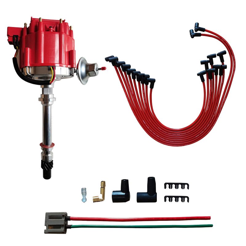 Mas Hei Distributor Spark Plug Wires Free 170072 And Tachometer Pigtail Wire Harness Combo Kit Cap Rotor Replacement For Chevy