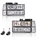 Headlight Assembly For 1988-1998 Chevy Gmc C K 1500 2500 3500 Suburban Silverado Tahoe Yukon Halogen Headlamp Clear Lens 