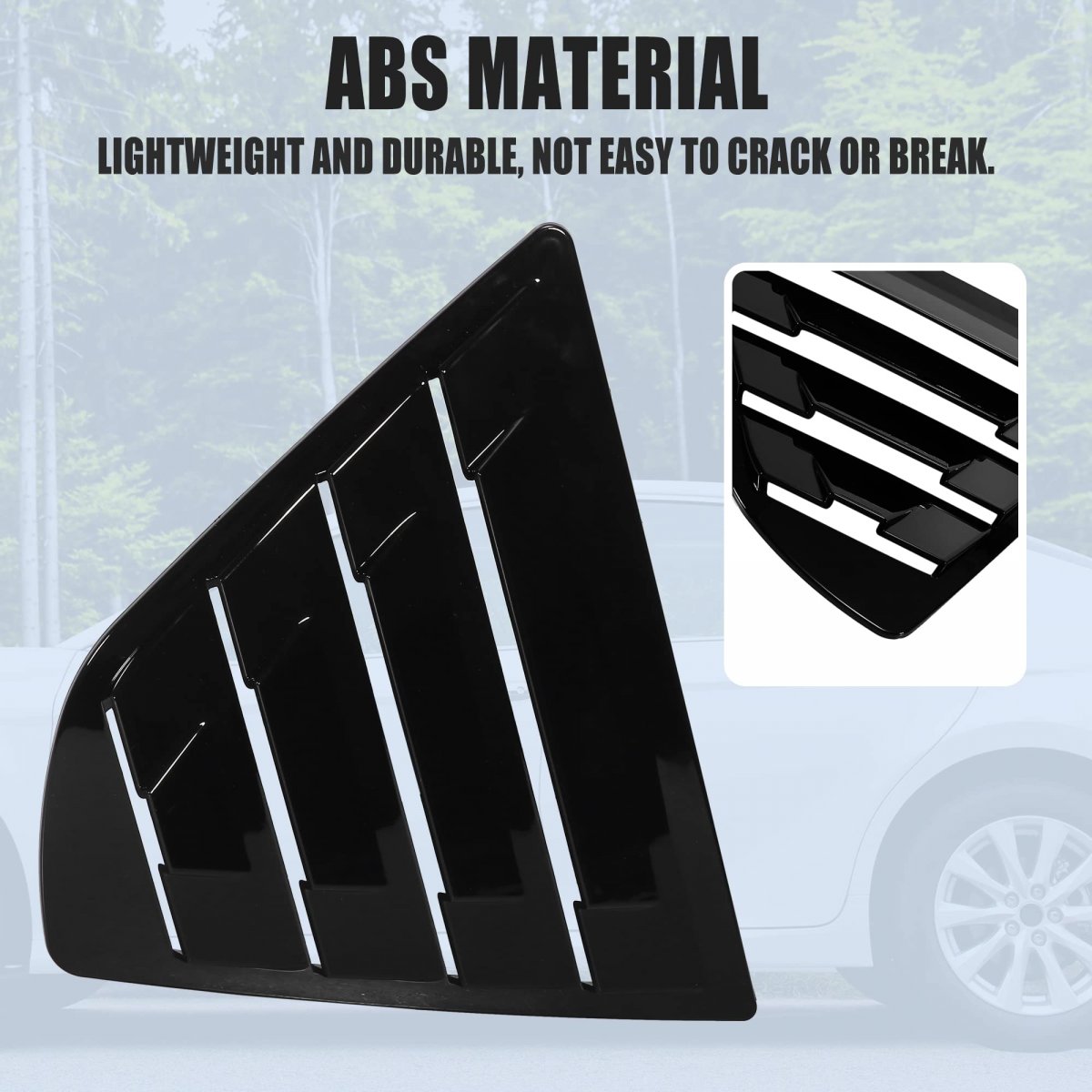 2pcs Glossy Black Rear Side Window Louvers Air Vent Scoop Shades Cover Blinds For Toyota Camry 2018 2019 2020 2021 Abs Material