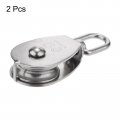 Uxcell 2pcs M50 Single Pulley Block 304 Stainless Steel Hanging Wire Towing Wheel Lifting Crane Swivel Hook Rope Cable Roller