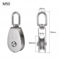 Uxcell 2pcs M50 Single Pulley Block 304 Stainless Steel Hanging Wire Towing Wheel Lifting Crane Swivel Hook Rope Cable Roller