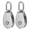 Uxcell 2pcs M50 Single Pulley Block 304 Stainless Steel Hanging Wire Towing Wheel Lifting Crane Swivel Hook Rope Cable Roller
