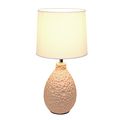 Simple Designs Lt2003-pnk Texturized Stucco Ceramic Oval Table Lamp Pink 
