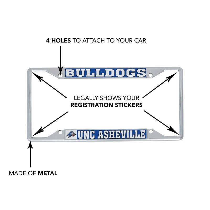 Unc University Of North Carolina Asheville Bulldogs License Plate Frame Officially Licensed Zinc Alloy Metal Car Tag Holder 6
