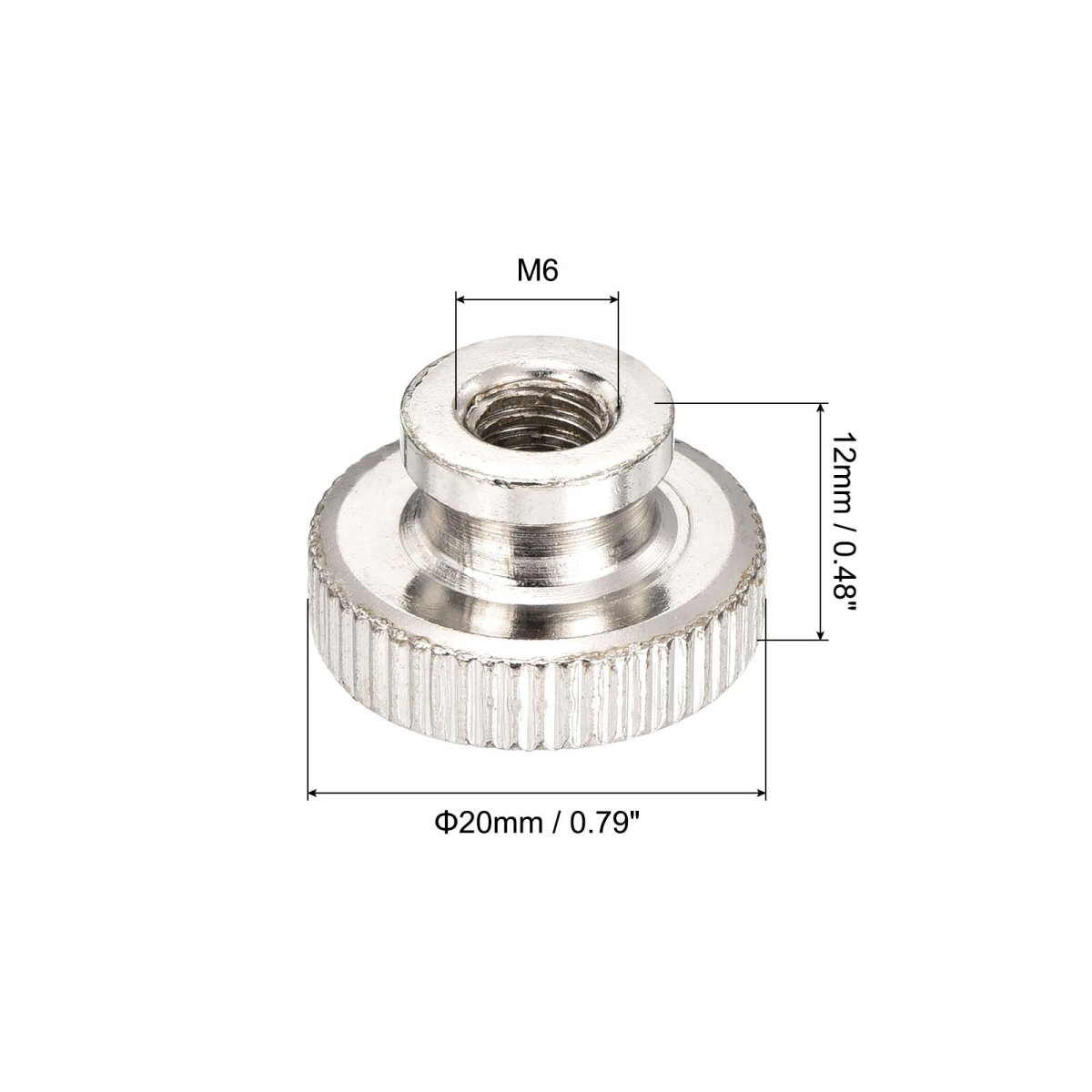 Knurled Thumb Nut 10pcs M6x1mm Iron Round Knobs Fasteners For 3d Printer Parts Silver Tone
