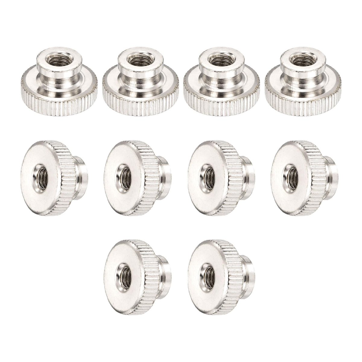 Knurled Thumb Nut 10pcs M6x1mm Iron Round Knobs Fasteners For 3d Printer Parts Silver Tone