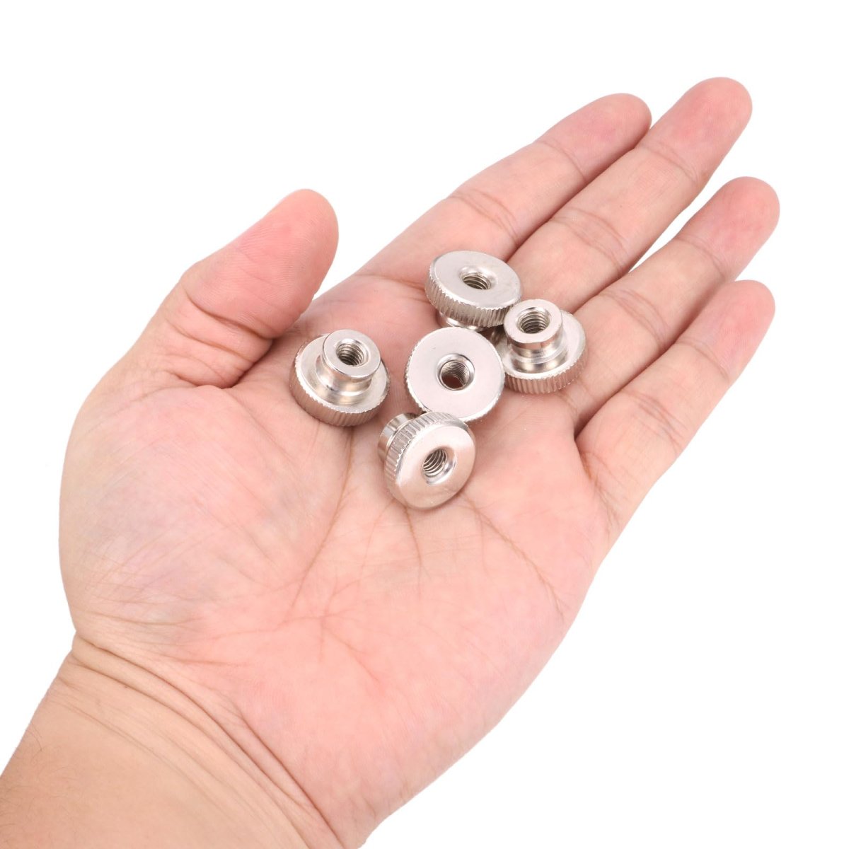 Knurled Thumb Nut 10pcs M6x1mm Iron Round Knobs Fasteners For 3d Printer Parts Silver Tone