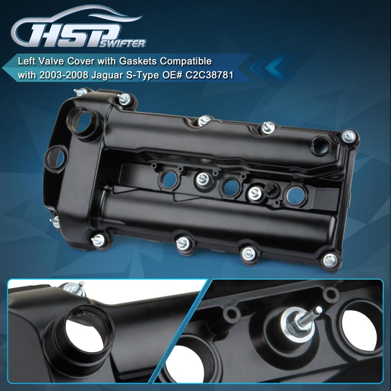 Hspswifter Left Valve Cover With Gaskets For 2003-2008 Jaguar S-type Oe C2c38781