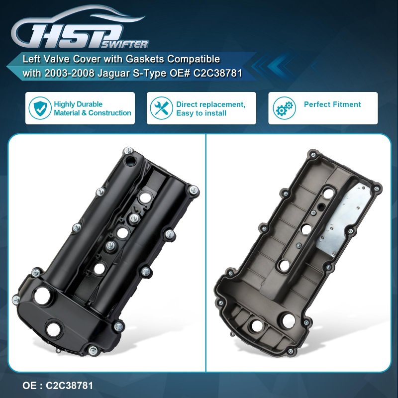Hspswifter Left Valve Cover With Gaskets For 2003-2008 Jaguar S-type Oe C2c38781
