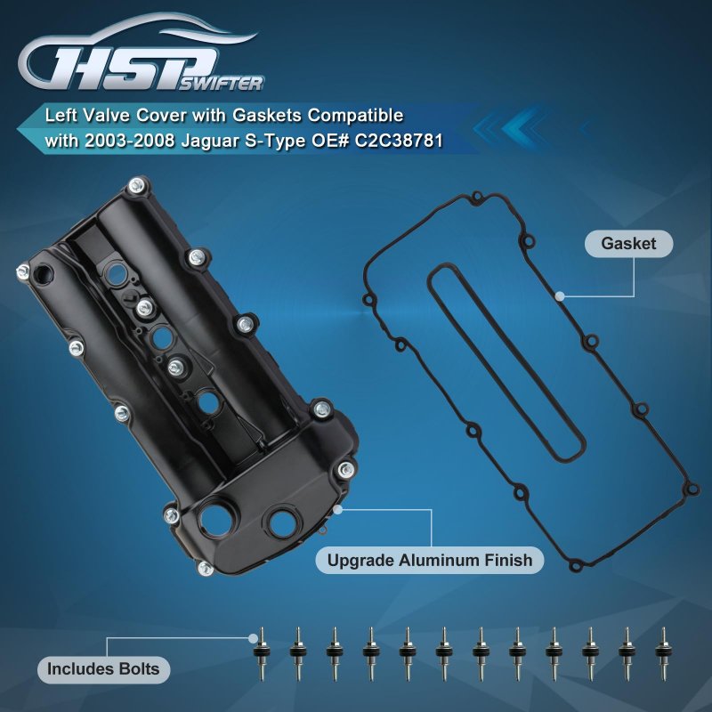 Hspswifter Left Valve Cover With Gaskets For 2003-2008 Jaguar S-type Oe C2c38781