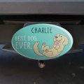 Personalized Custom 1 Line Best Dog Ever Oval Tow Trailer Hitch Cover Plug Insert