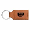 Ipick Image Compatible With Jeep Grill Rectangular Brown Leatherette Key Chain 