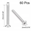 Uxcell M3x25mm Flat Head Machine Screws Inner Hex Screw 304 Stainless Steel Fasteners Bolts 60pcs