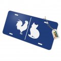 Graphics More Unisex Men And Women Restroom Sign With Rooster Cat Novelty Metal Vanity Tag License Plate