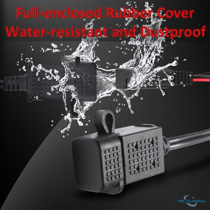 Mictuning Sae To Usb Cable Adapter Waterproof Charger Quick 2 1a Port With Inline Fuse For Motorcycle Cellphone Tablet Gps And