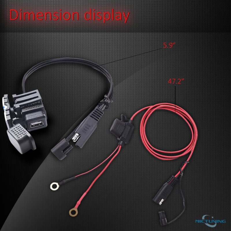 Mictuning Sae To Usb Cable Adapter Waterproof Charger Quick 2 1a Port With Inline Fuse For Motorcycle Cellphone Tablet Gps And