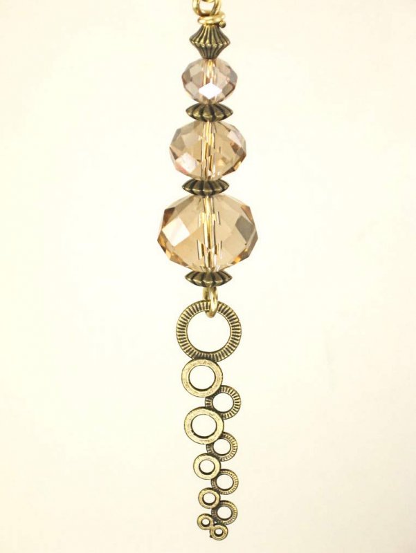 Waterfall Brass Circles And Taupe Glass Modern Ceiling Fan Pull