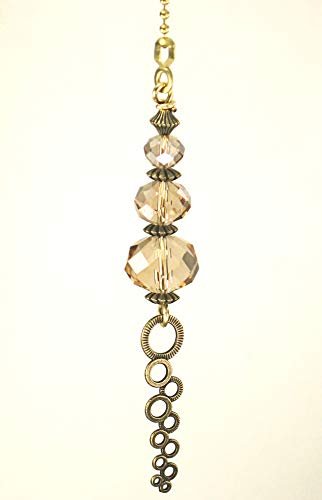 Waterfall Brass Circles And Taupe Glass Modern Ceiling Fan Pull