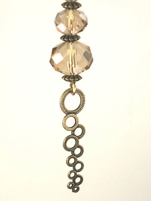 Waterfall Brass Circles And Taupe Glass Modern Ceiling Fan Pull