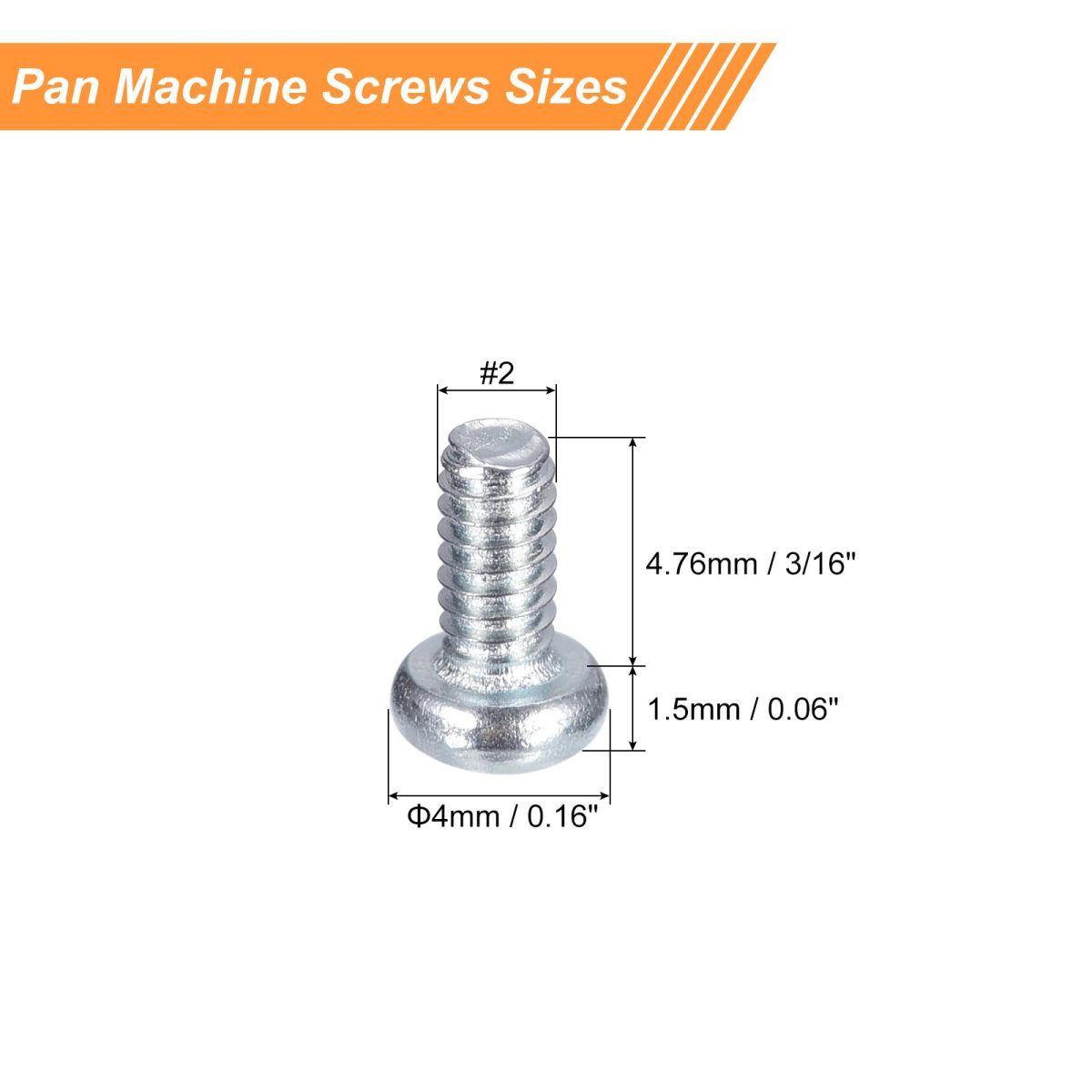 2-56x3 16 Pan Head Phillips Machine Screws 25pcs Zinc Plated Carbon Steel Cross Fully Threaded Bolts