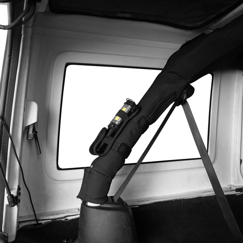 Hooke Road Roll Bar Mount Flashlight Holder W Led Emergency For Jeep Wrangler 97-24 Tj Jk Jl