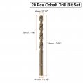 Uxcell 20pcs Cobalt Drill Bit 0 16 4mm Drilling Dia M35 Twist Drills Hex Shank Bits For Steel Aluminum Copper Soft Alloy Wood