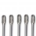 Sc-5 Tungsten Carbide Burr Set 5pcs Double Cut Cylinder Shape With Radius End 1 2 In Cutter Dia X Length 4 Shank Rotary File