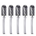 Yufutol 5pcs Sc-5 Tungsten Carbide Burr Cylinder Shape With Radius End Double Cut Rotary File 1 2 Cutter Dia X Cutter Length 4 