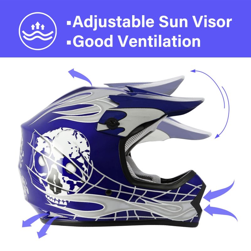 Kids Motorcycle Motocross Helmet With Gloves And Goggles Dot Approved Full Face Youth Offroad Dirt Bike For Atv Bmx Style B